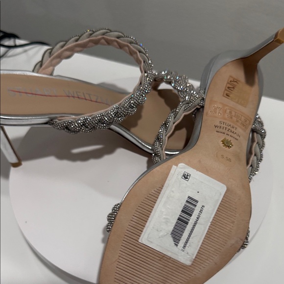 Stuart Weitzman Metallic Silver Braided Heels - Picture 7 of 7